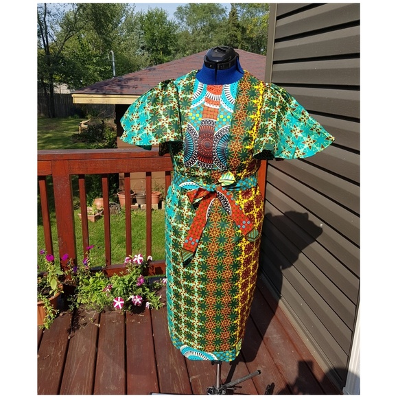 Olori Pencil Dress African Wax Prints - Picture 2 of 7